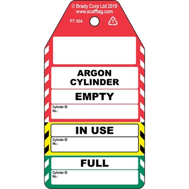 Argon Cylinder - 3 part tag